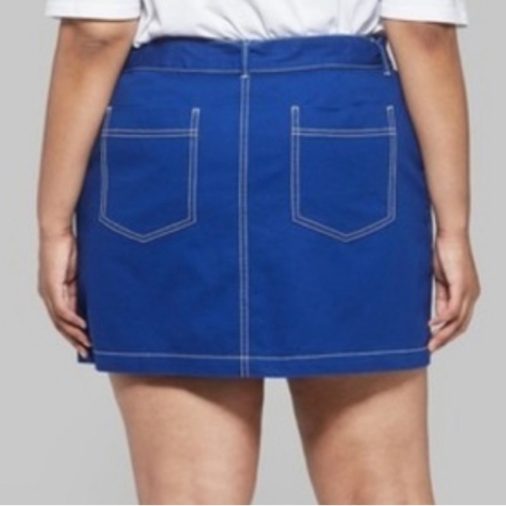 Wild Fable Women Blue Belted Contrast Stitch Utility Skirt Plus Size 22W. NWT - Picture 2 of 7